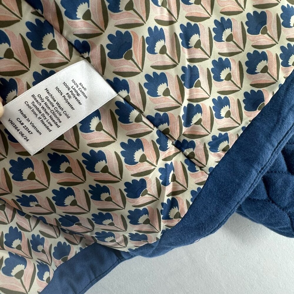 Talbots Quilted Bomber Jacket Womens XL Full Zip Pattern Lined Snap Pockets Blue - Picture 12 of 12
